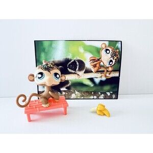 Littlest Pet Shop LPS Monkey‎ #946 Postcard Pet With Card And Accessories